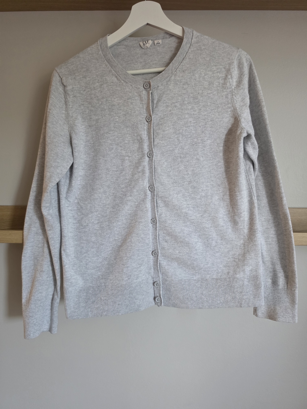 GAP Light Heather Gray Button-Front Crew Cardigan